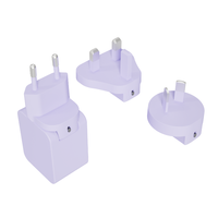 Cargador Rápido de Pared GaN con Doble Puerto USB Tipo C de 45W, Enchufe Intercambiable para UE, EE. UU., AU, Reino Unido, 5V 12V, para Teléfono Móvil y Portátil