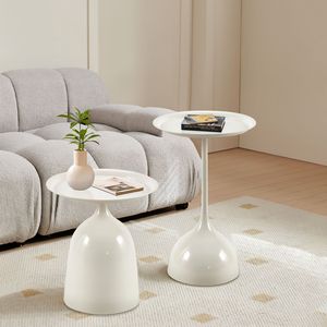 White <b>Side</b> Table Resin Minimalist Modern Living Room Furniture Durable Home Decor - Product Image 3