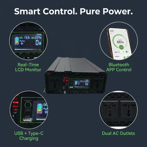 อินเวอร์เตอร์คลื่นไซน์บริสุทธิ์ 3000W พีค 6000W, แอพพลิเคชั่นสำหรับรถขายอาหาร, เครื่องชงกาแฟ, สตาร์ลิงค์, รถบ้าน, DC 12V 24V - Product Image 2