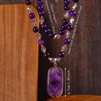 Collier de luxe en pierre naturelle améthyste, pendentif vintage, collier multicouche, bijoux pour femmes, cadeaux