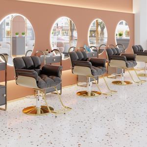 Chaise de barbier de haute qualité avec repose-pieds relevable pour la coupe de cheveux, chaise de salon de coiffure en gros qui peut être abaissée - Product Image 2