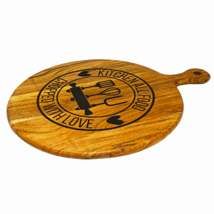 Tabla de cortar de madera con asa, tabla de picar redonda, tabla de servir de madera para uso doméstico en la cocina, de exportadores - Product Image 2
