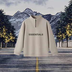 Sweat-shirts amples et doux pour hommes, anti-boulochage, avec logo personnalisé, col zippé, collection automne-hiver, vente en gros OEM&ODM - Product Image 3