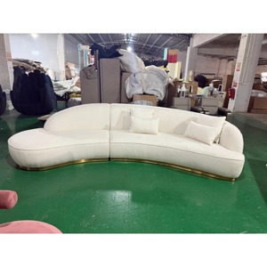 Juego de Sofás Curvos de Tela Italiana de Lujo Disen, Convertible, Convencional, de Franela, para Hoteles, Villas, Apartamentos, Modular - Product Image 1