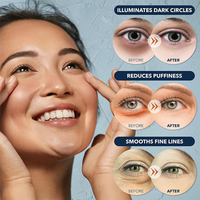 Masques pour les yeux en bio-gel anti-rides raffermissant à base d'herbes biologiques en gros, acide hyaluronique, collagène, masque pour les yeux en cristal pour peaux sèches