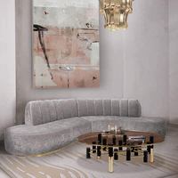 Nouveaux ensembles de canapés de meubles de salon avec rembourrage moderne conception en forme de courbe de base en acier