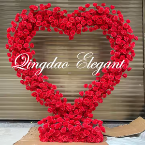 Arco Floreale a Forma di Cuore EG-M066 per Matrimoni, Sfondo Floreale Rosa e Viola, Decorazione per Proposte di San Valentino, Vendita all'Ingrosso per Eventi - Product Image 3