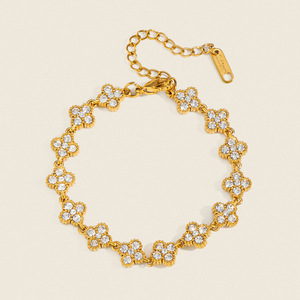Pulsera <span class=keywords><strong>de</strong></span> <span class=keywords><strong>tenis</strong></span> <span class=keywords><strong>de</strong></span> circonita blanca con diseño <span class=keywords><strong>de</strong></span> flor <span class=keywords><strong>de</strong></span> ciruelo <span class=keywords><strong>para</strong></span> <span class=keywords><strong>mujer</strong></span>, <span class=keywords><strong>de</strong></span> acero inoxidable con PVD <span class=keywords><strong>de</strong></span> oro <span class=keywords><strong>de</strong></span> 18K, estilo Ins, fresca, elegante, <span class=keywords><strong>para</strong></span> uso diario, regalo - Product Image 2