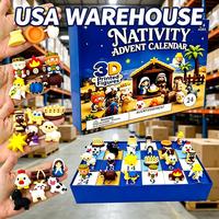 Calendrier de l'Avent 2026 USA : Nouveauté, 25 figurines de la Nativité en résine, sûres pour les enfants, mini figurines 3D, boîte mystère pour la famille et les fêtes de Noël
