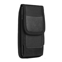 Pochette multifonctionnelle double couche pour téléphone portable Clip de ceinture en tissu de nylon avec fente pour carte Étui de téléphone en cuir pour hommes