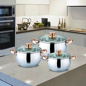 Tốt nhất Cookware Set nấu ăn chậu 6 cái thép không gỉ cổ điển Hộp màu + Thạc sĩ carton Tempered Glass nắp gương đánh bóng - Product Image 3