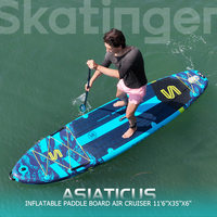 Planche à pagaie gonflable Skatinger Factory ASIATICUS 11'6 pour lacs, rivières, surf, yoga, plage