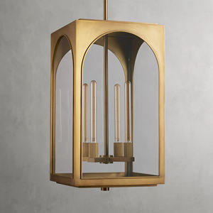 Luminaire suspendu d'extérieur palladien en acier et verre de conception américaine pour le salon - Product Image 5