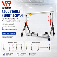 Grue portique légère en alliage d'aluminium portable 200kg 500kg 1T 2T 3T avec palan électrique, télécommande et moteur à roulettes réglable