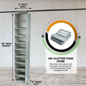 Organizador de Armario Colgante Plegable de 10 Estantes con Material de Tela PP para Almacenamiento de Zapatos y Gorras - Product Image 2