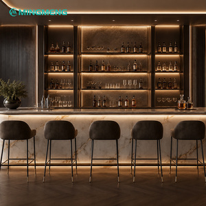 บาร์สั่งทำทันสมัยสำหรับคลับเชิงพาณิชย์ ร้านกาแฟในร่ม ดีไซน์เคาน์เตอร์ทันสมัย ท็อปหินอ่อนคุณภาพดี เหมาะสำหรับใช้ในโรงแรม - Product Image 6