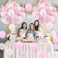 Décorations pour la maison, anniversaires, mariages, fêtes - Ensemble de 30 ballons - Ballons en latex rose avec nœud - Ballons imprimés - Ballons à confettis métalliques