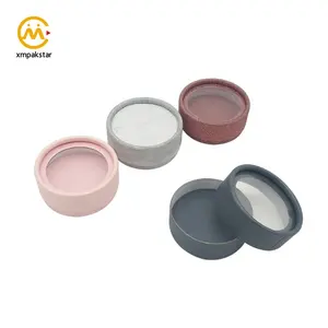 Wholesale Custom Pink Purple Paper Lash False Eyelash Packaging Round Gift Box With Clear Lid