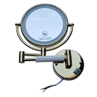 Modern Magnifying Shower Mirror With LED Makeup Mirror Wall Mount Foldable 3x Times Double-sided Illuminated Shaving Mirror