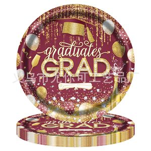 Manteles para Fiesta de Graduación, Color Borgoña y Dorado, Impresión Digital, Rectangulares, Decoración con Temática de Graduación - Product Image 4