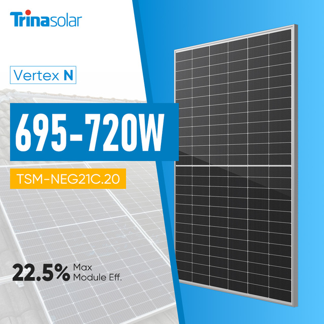 Trina Bifacial Solar Panels 695W 700W 705W 710W 715W 720w Solar Panel 132 Cells WITH IP 68 Rated