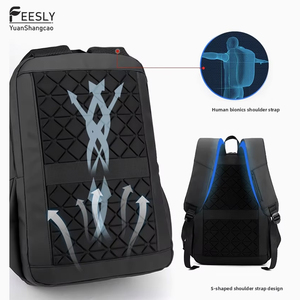 Sac à dos professionnel pour ordinateur portable 15 pouces, style minimaliste, avec port USB, en polyester imperméable, motif géométrique, style décontracté, poignée souple pour garçons - Product Image 3