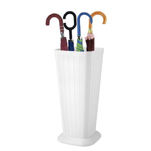 Porte-parapluie haut en plastique avec structure tressée effet rotin 26x26x51,5 cm, panier rectangulaire résistant pour rangement d'entrée - Product Image 1