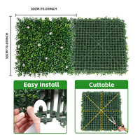 P203 Faux plastique de haute qualité feuillage et haie de fleurs blanches buis intimité toile de fond murale artificielle gazon vert