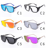 Lunettes de soleil de sécurité monobloc ANSI Z87.1 avec protection latérale, monture PC+CP, UV400, coupe-vent, pour cyclisme et sports (vente en gros)