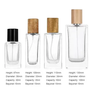 Spot Wholesale Perfume Glass Bottle 30Ml 50Ml Transparent Subpackage Empty Bottle Square Bayonet Portable Spray Bottle