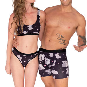 Fabricant OEM <span class=keywords><strong>Sous</strong></span>-vêtements <span class=keywords><strong>assortis</strong></span> respirants doux à la taille pour couples avec imprimés de coton modal personnalisés - Product Image 1