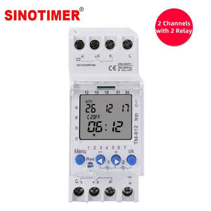 Minuteur intelligent TM612-2 à 2 canaux avec écran LCD, programmable 7 jours, horloge 24h, sorties 220V AC, pour rail DIN Z14 - Product Image 1