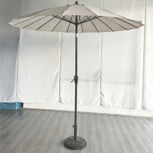 Modern Ekstra Büyük UV Koruyucu Rüzgar Geçirmez Veranda Şemsiyesi Açık Hava Şemsiyesi Havuz Kenarı Yuvarlak Bej Krank Kolu - Product Image 1