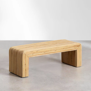 Table basse en bambou stratifié de style cannage naturel haut de gamme, design artistique, mobilier en rotin pour projets de resorts et spas - Product Image 4