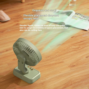 Ventilateur de plafond miniature rechargeable personnalisé avec logo, lumière bicolore, recharge USB, ventilateur de bureau portable à tête oscillante - Product Image 4