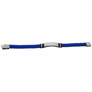 Bracciale a catena sottile e a maglie in filo blu e acciaio - Product Image 2