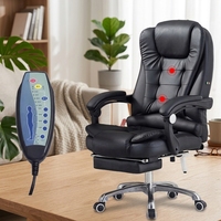 Chaise de bureau ergonomique de direction à prix avantageux avec massage 7 points, en cuir PU moderne, acier inoxydable, hauteur réglable et repose-pieds