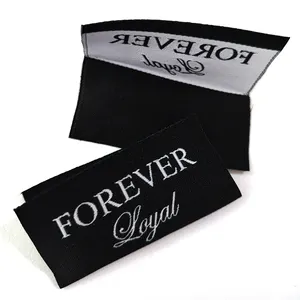 custom printed brand logo clothes labels tags woven sewn in garment neck labels for clothing