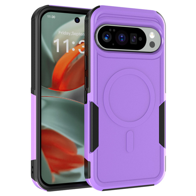 Google pixel 9 Pro Xl Cases Shockproof Armor TPU+PC Material Magnetic Frosted Semi-transparent Cell Phone case Cover for 9 8 7