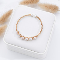Natürliches Süßwasserperlen-Armband für Damen, verstellbares elastisches Ringarmband, modisch, hochwertig, 2025, Handaccessoires, Großhandel