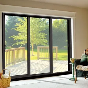 slim frame black waterproof double glass 8 foot aluminium patio sliding doors