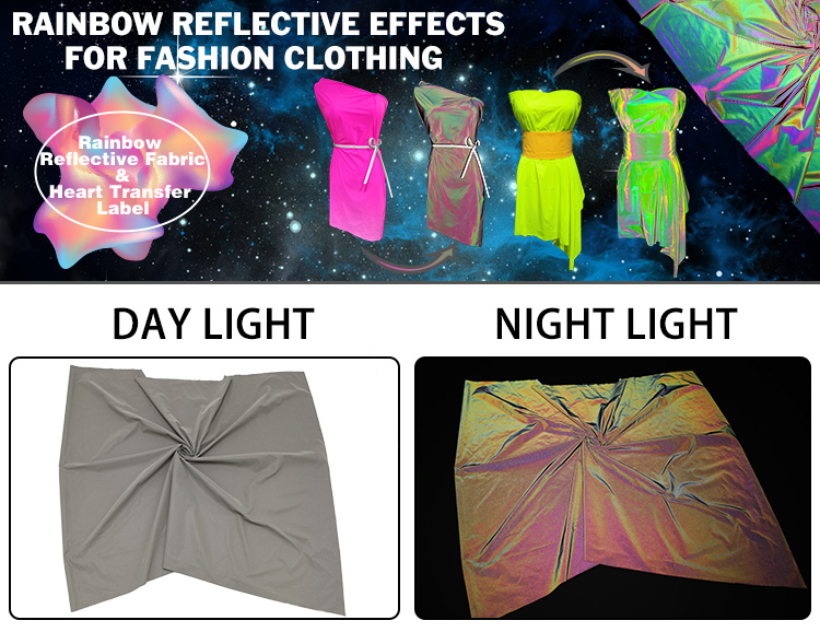 High strength reflective Iridescent rainbow print fabric