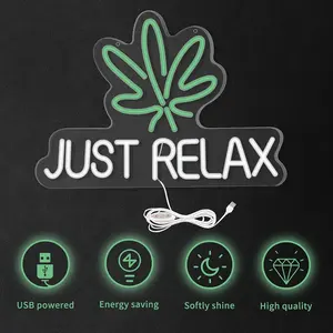 <span class=keywords><strong>Just</strong></span> <span class=keywords><strong>Relax</strong></span> Letrero de neón Diseño de hoja LED multicolor Colgante de pared Interruptor de decoración alimentado por USB Uso versátil controlado Plástico No - Product Image 4