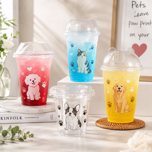 Custom Pet Print Disposable <b>Plastic</b> <b>Drinking</b> <b>Cups</b> with Dome Lids, Personalized Dog Cat Design Cold Beverage Party <b>Cups</b> - Product Image 6