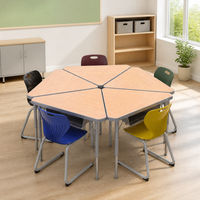 Meubles scolaires modernes en métal de haute qualité, confortables, réglables en hauteur, tables et chaises de discussion en groupe triangulaires