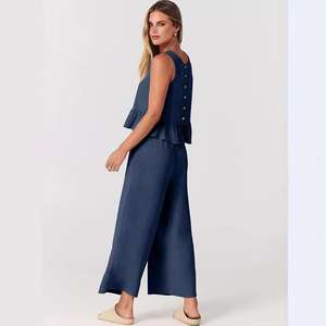 Completi <span class=keywords><strong>donna</strong></span> estate <span class=keywords><strong>donna</strong></span> tinta unita Set due pezzi all'ingrosso Drop Shipping <span class=keywords><strong>pantaloni</strong></span> e camicie - Product Image 5