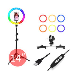 Anneau lumineux LED RVB souple MJ33 MJ26 10 13 pouces 26 <span class=keywords><strong>33</strong></span> multicolore, anneau lumineux musical, lumière vidéo LED bicolore - Product Image 2