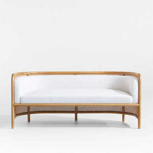 Lounge Sofa Stuhl Cane Sofa mit weißem Kissen Holzrahmen Rattan Stuhl Set Wohnzimmer möbel - Product Image 2