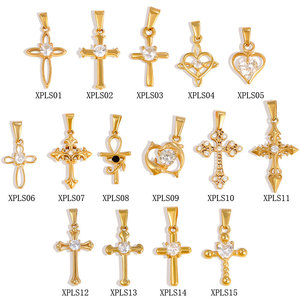จี้และสร้อยข้อมือแฟชั่นสแตนเลสสตีล 316L ชุบทอง 14K 18K แบบกำหนดเอง DIY พร้อมจี้รูปกากบาทประดับเพชรซิร์คอนสำหรับทำเครื่องประดับ - Product Image 2