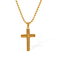 Collier pendentif croix en acier inoxydable plaqué or 18 carats pour femmes et hommes, unisexe, vintage, best-seller, bijoux de luxe pour couples, cadeaux